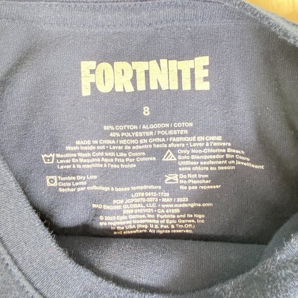 FORTNITE Shirt Boys Size 8 Loot LLAMA Heads Long Sleeve Shirt Blue Video Game - Picture 4 of 4